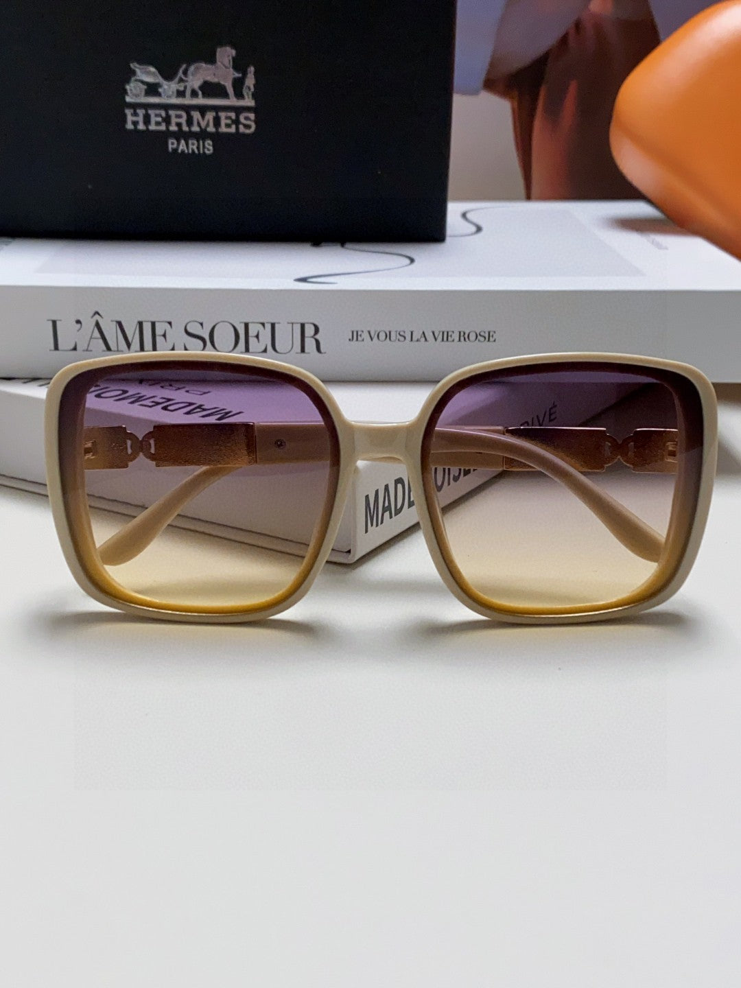 Hermès Polarized Square Brown Lens Sunglasses for Women - 358919 - detail image 6