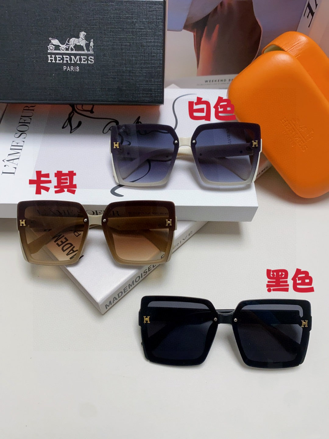 Hermès Polarized Square Gray Lens Sunglasses for Men & Women - 358922 - detail image 11