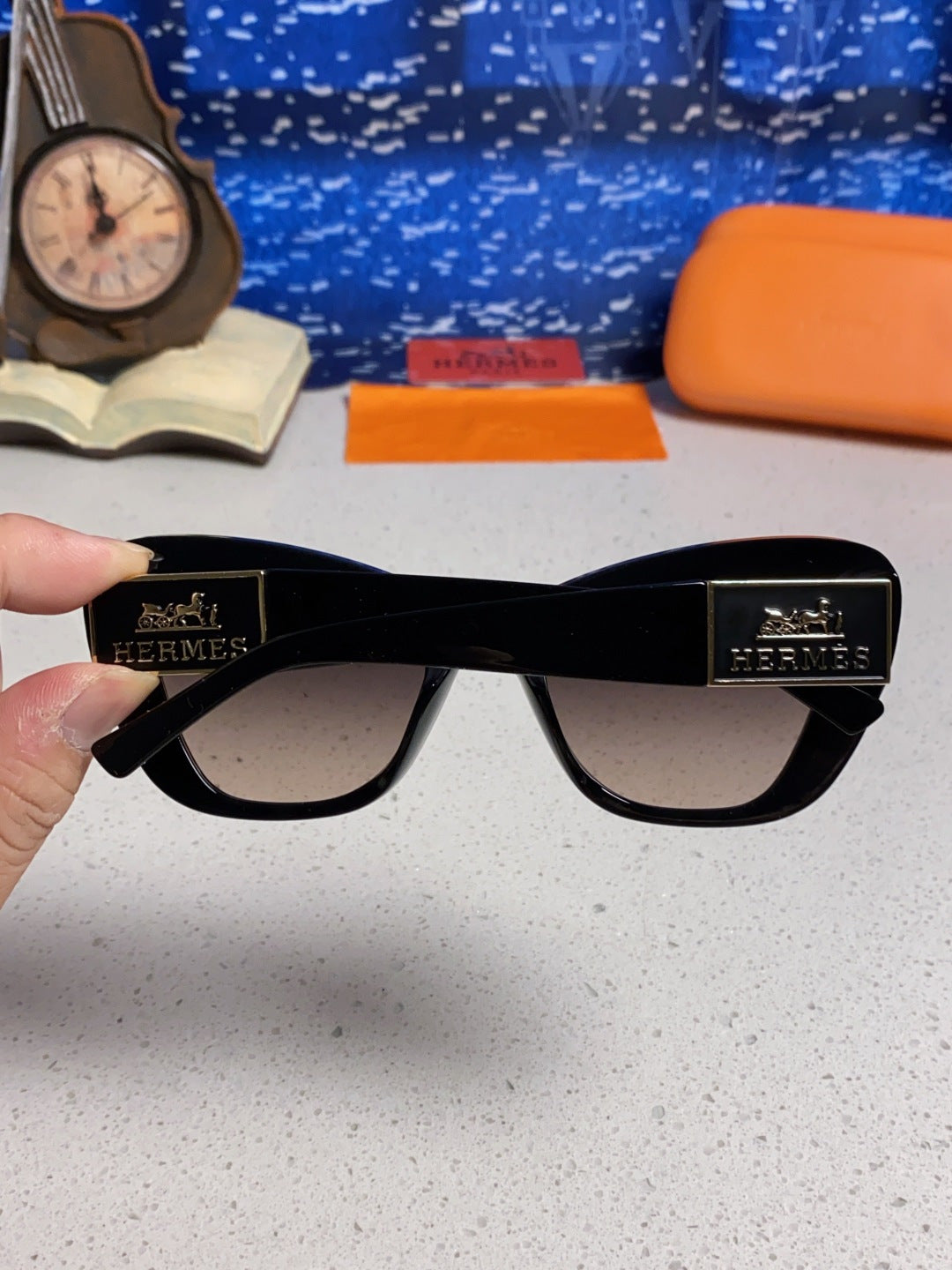 Hermès Cat-Eye Silver Lens Sunglasses for Men & Women - 358925 - detail image 5
