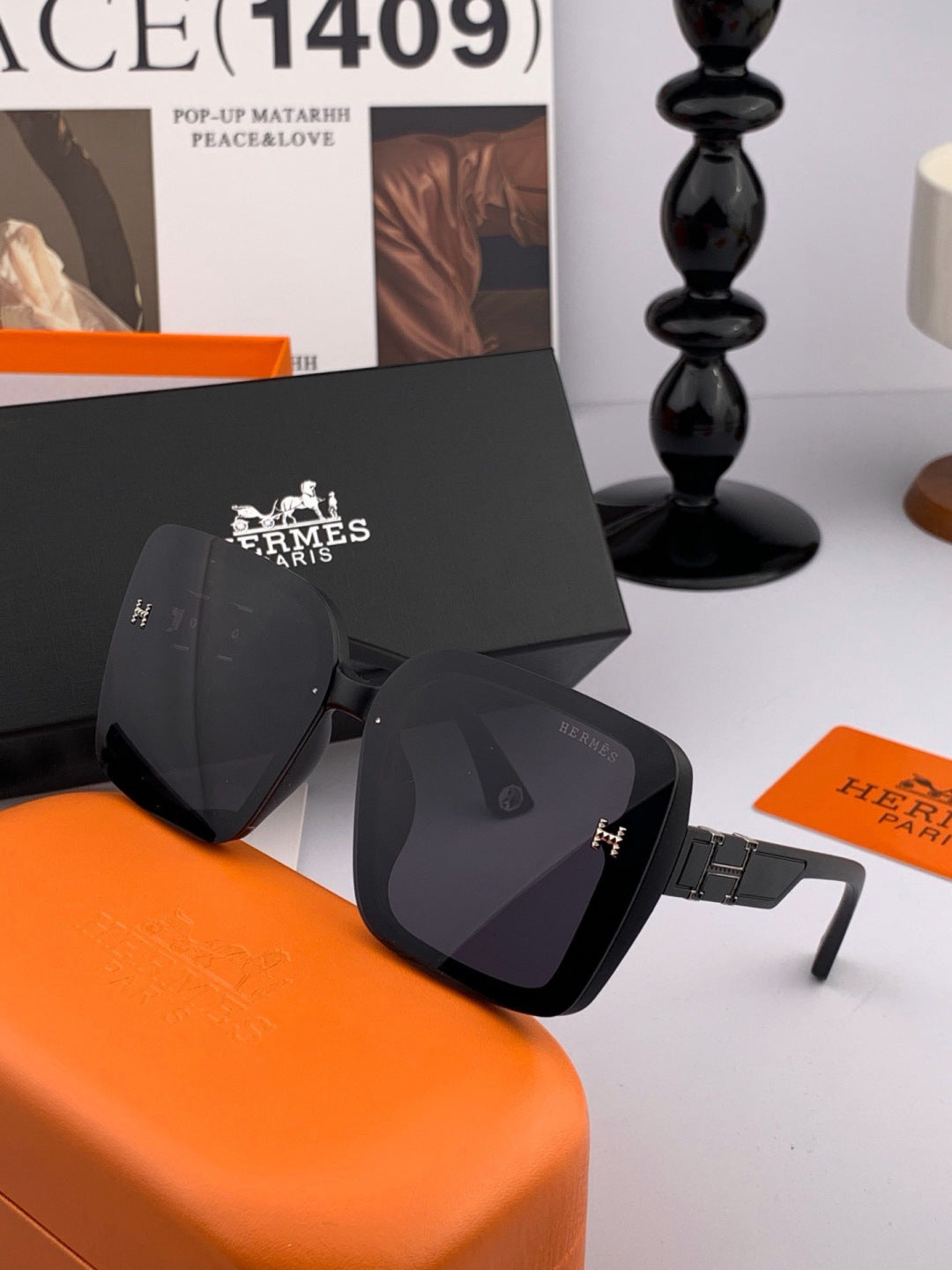 Hermès H2304 Square Pink Lens Sunglasses for Men & Women - 358939 - detail image 4
