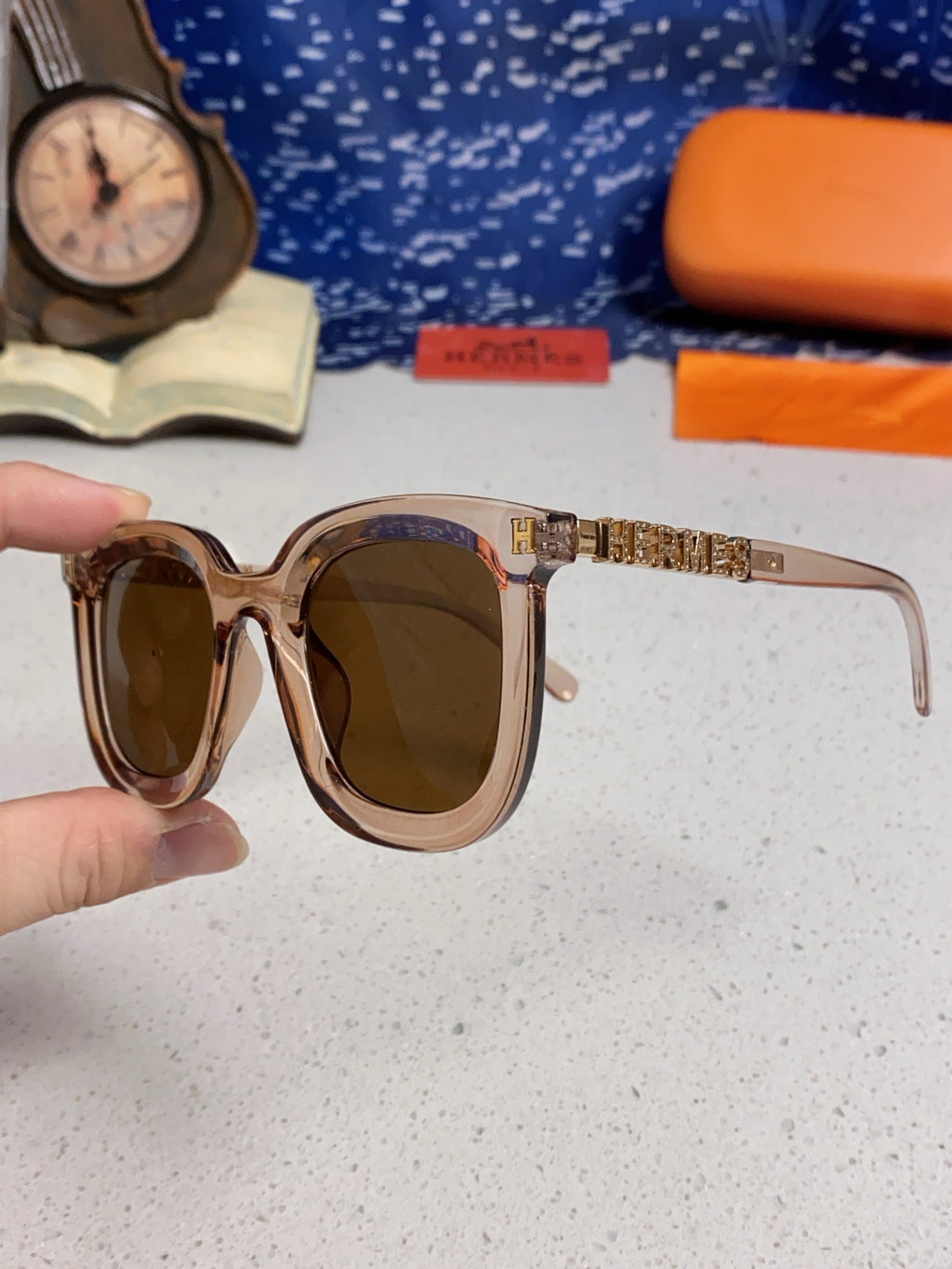 Hermès Metal Square Brown Lens Sunglasses for Men & Women - 158685 - detail image 6