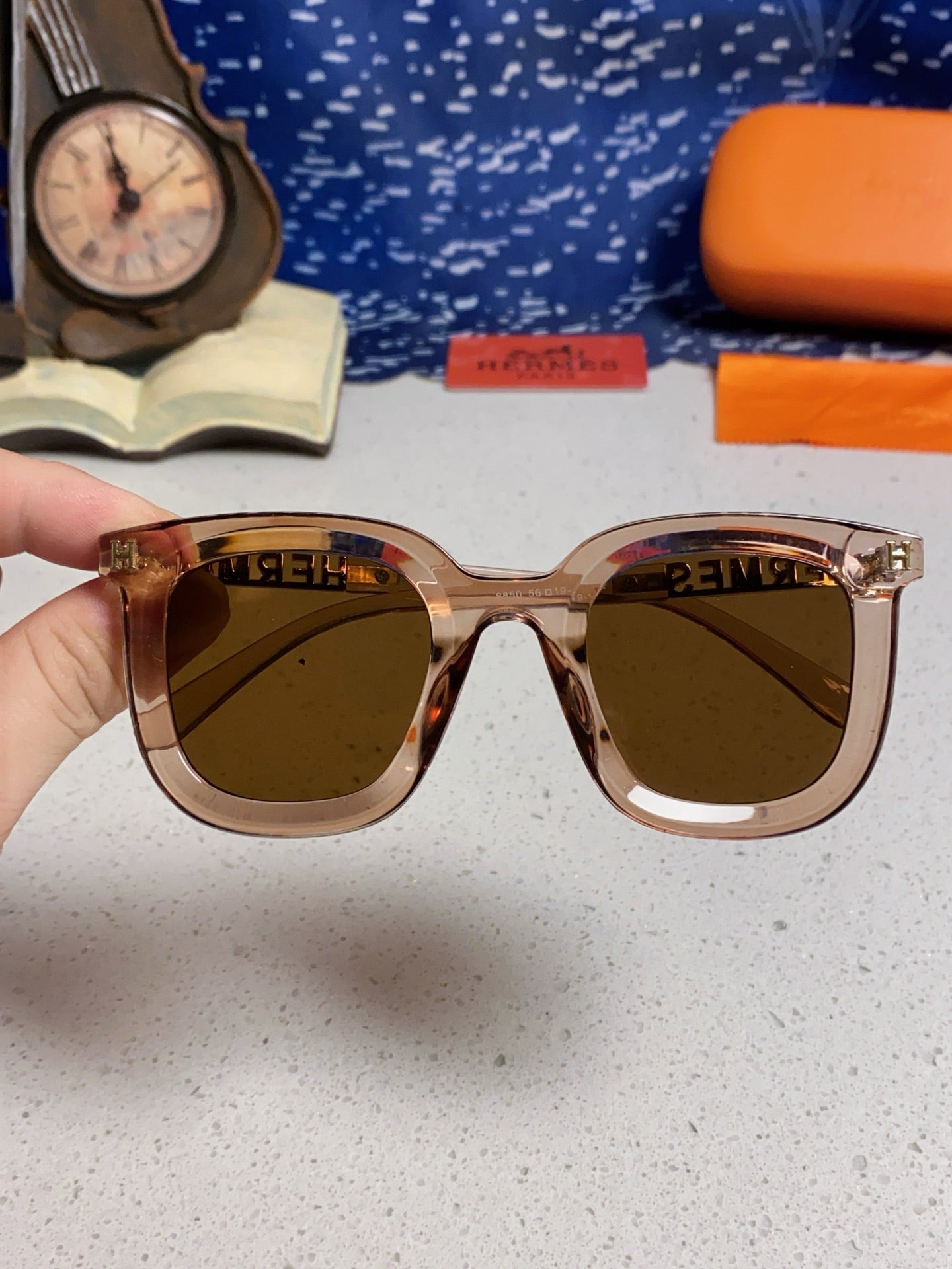 Hermès Metal Square Brown Lens Sunglasses for Men & Women - 158685 - detail image 4