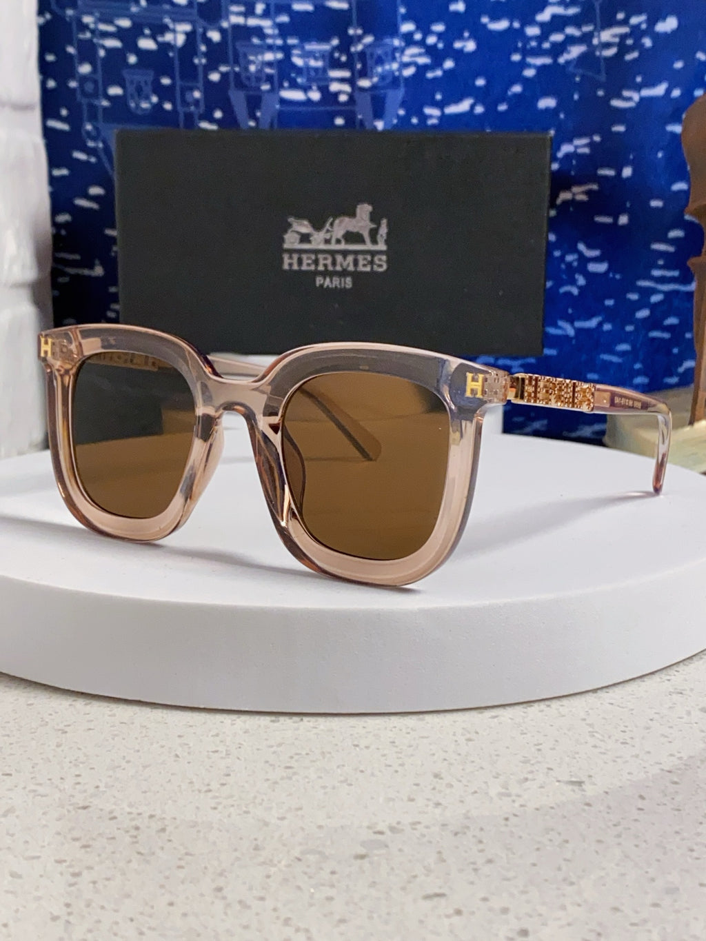 Hermès Metal Square Brown Lens Sunglasses for Men & Women - 158685
