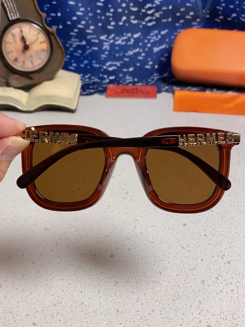 Hermès Metal Square Brown Lens Sunglasses for Men & Women - 158687 - detail image 5