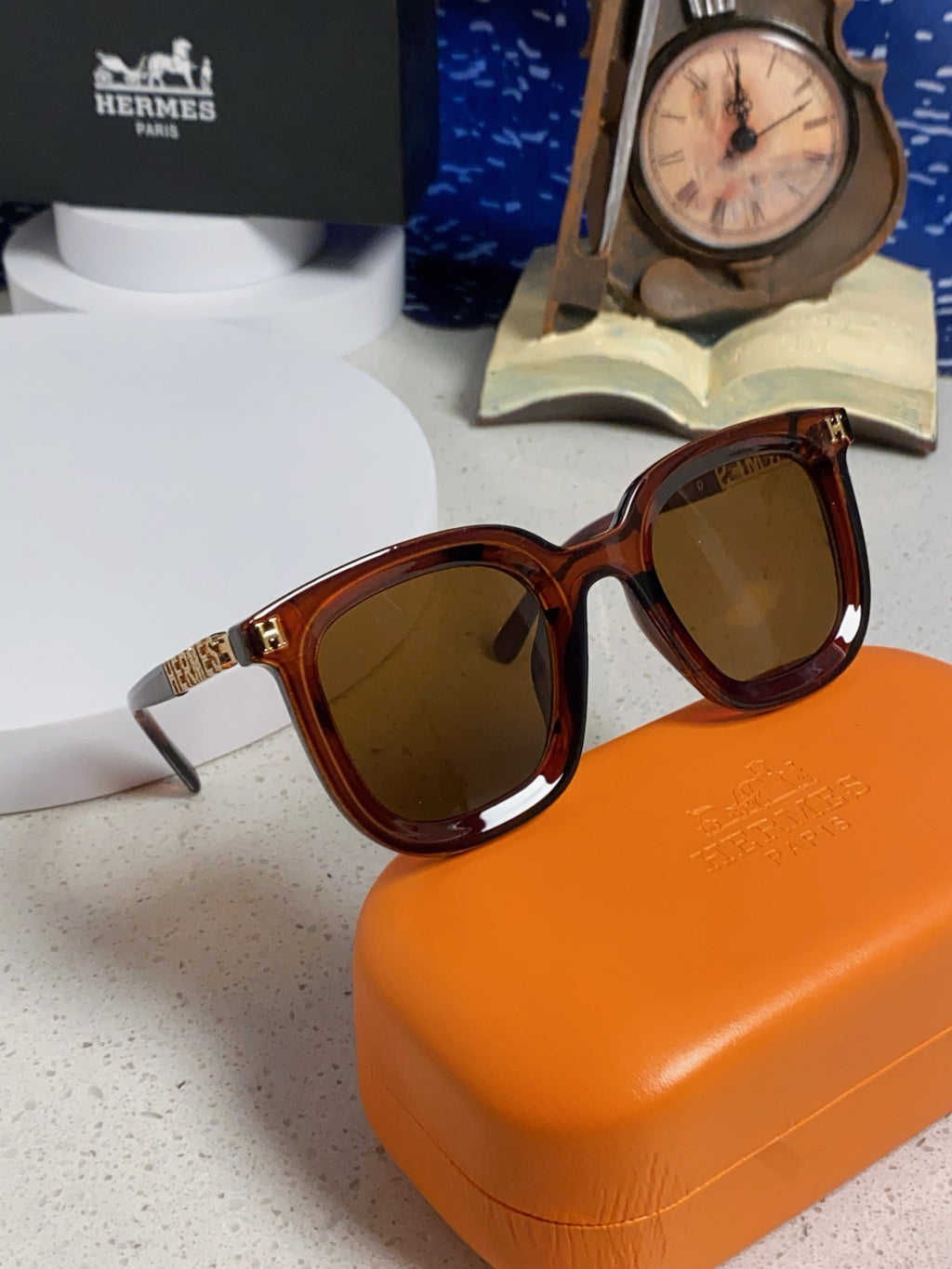 Hermès Metal Square Brown Lens Sunglasses for Men & Women - 158687 - detail image 9
