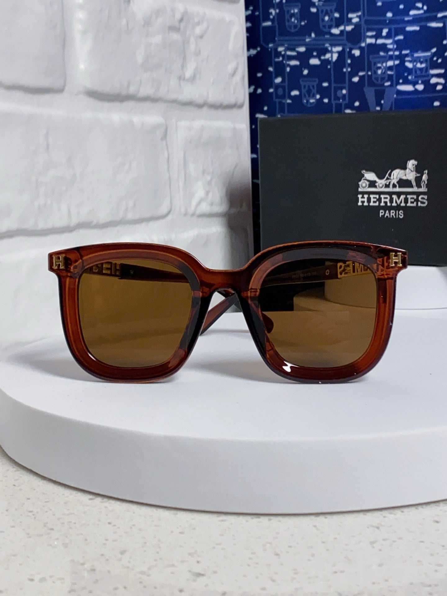 Hermès Metal Square Brown Lens Sunglasses for Men & Women - 158687 - detail image 2