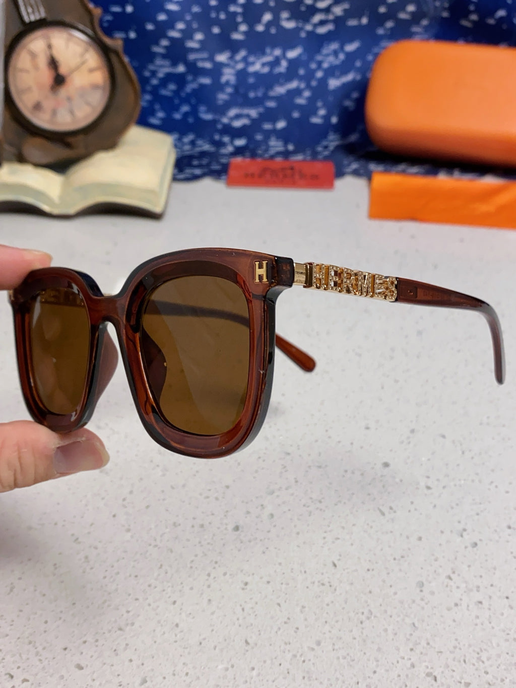 Hermès Metal Square Brown Lens Sunglasses for Men & Women - 158687 - detail image 6
