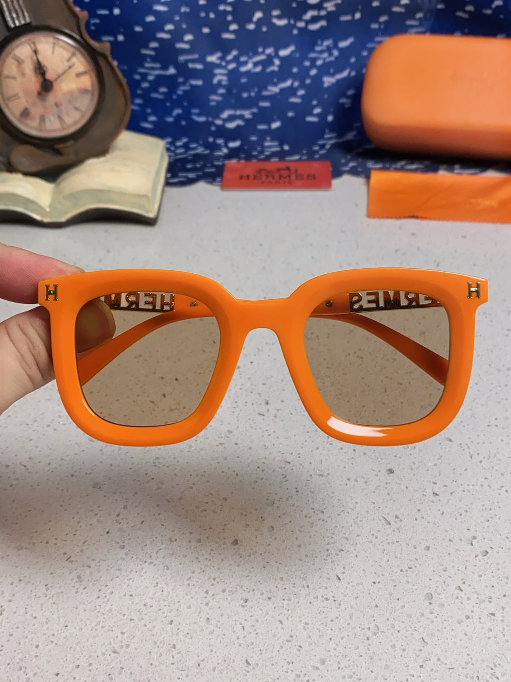 Hermès Metal Square Orange Lens Sunglasses for Men & Women - 158688 - detail image 4