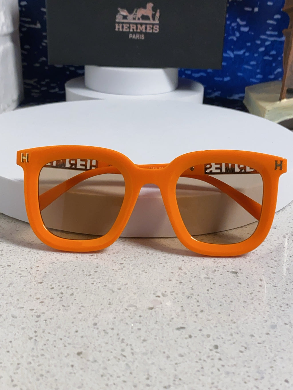 Hermès Metal Square Orange Lens Sunglasses for Men & Women - 158688 - detail image 8