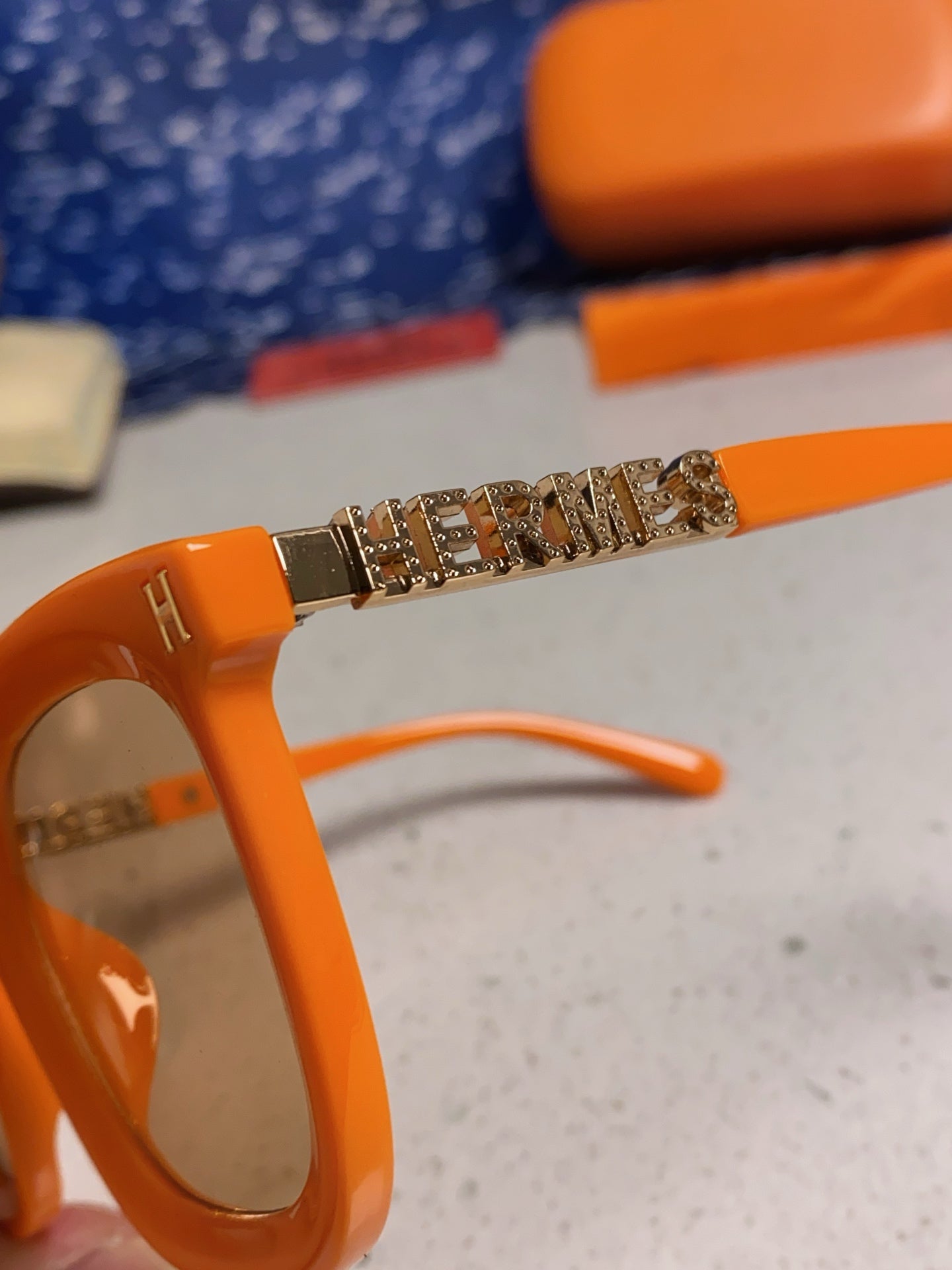 Hermès Metal Square Orange Lens Sunglasses for Men & Women - 158688 - detail image 7