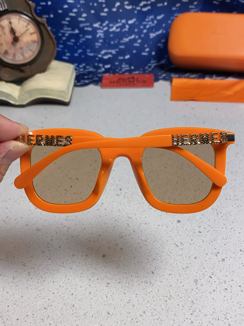 Hermès Metal Square Orange Lens Sunglasses for Men & Women - 158688 - detail image 5