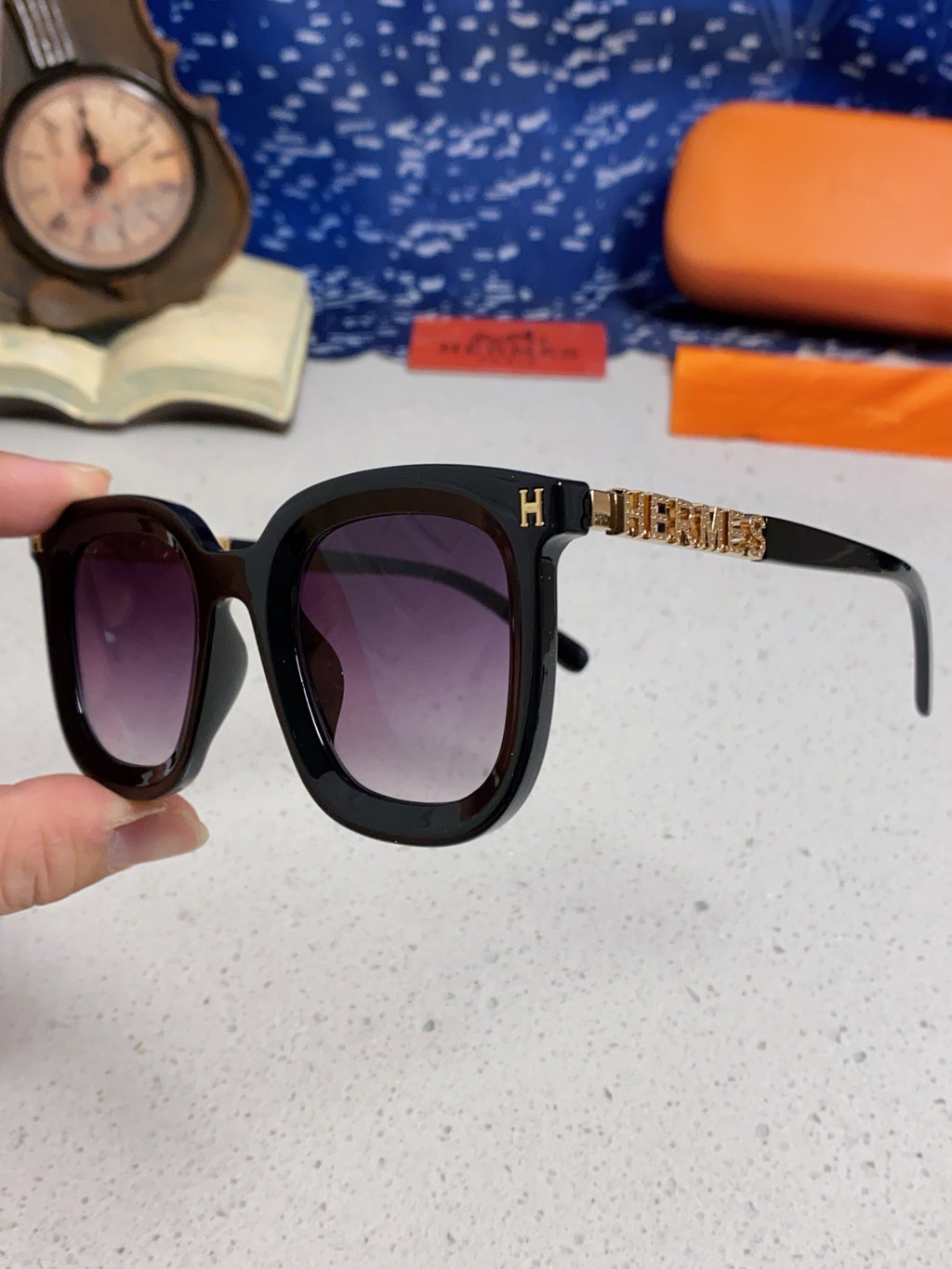 Hermès Metal Square Silver Lens Sunglasses for Men & Women - 158691 - detail image 6