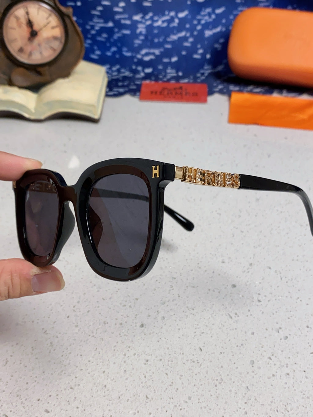 Hermès Metal Square Silver Lens Sunglasses for Men & Women - 158692 - detail image 6